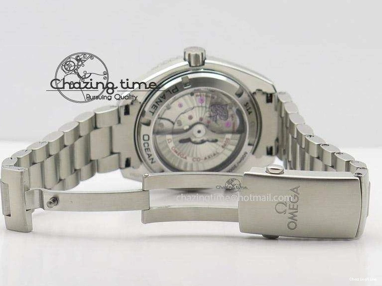 0119 Planet Ocean GMT 42mm V6F Best Edition Black Dial Silver Markers On SS Bracelet A Casual 8273